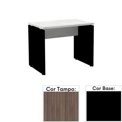 Mesa De Escritório Pé Painel Pe25 Em Mdp 150 X 70 Cm Cor Walnut E Base Preta
