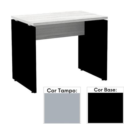 Mesa De Escritório Pé Painel Pe25 Em Mdp 150 X 70 Cm Cinza Com Base Preta