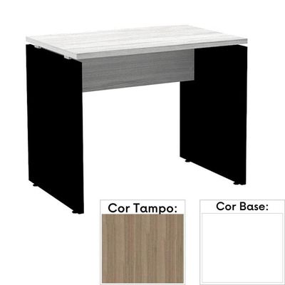 Mesa De Escritório Pé Painel Pe25 Em Mdp 150 X 60 Cm Cor Noce Naturalle E Base Branca