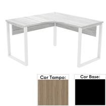 Mesa De Escritório Em L Pé Tubular Pe25 Em Mdp 155 X 155 X 60 Cm Cor Noce Naturalle E Base Preta
