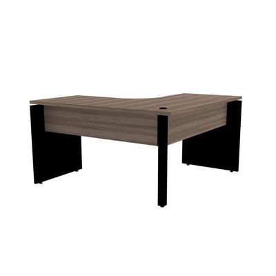 Mesa De Escritório Em L Pé Painel Pe25 Em Mdp 145 X 145 X 60 Cm Cor Walnut E Base Preta