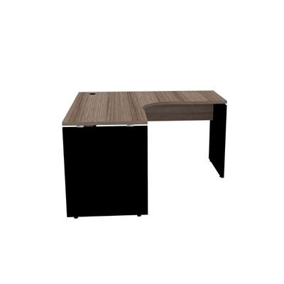 Mesa De Escritório Em L Pé Painel Pe25 Em Mdp 145 X 145 X 60 Cm Cor Walnut E Base Preta