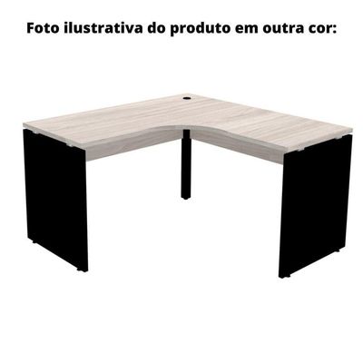 Mesa De Escritório Em L Pé Painel Pe25 Em Mdp 145 X 145 X 60 Cm Cor Noce Naturalle E Base Branca