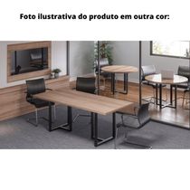 Mesa De Reunião Redonda 110 X 75 Cm Pé Tubular Pe40 Em Mdp Walnut Base Preta