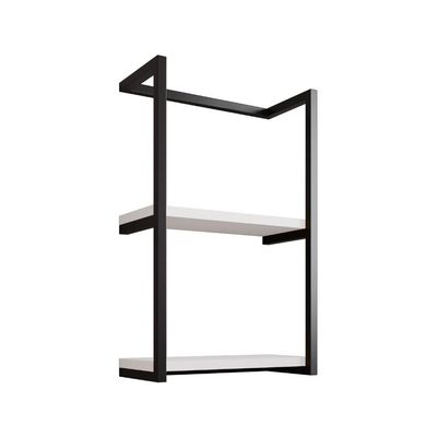 Toalheiro Para Banheiro Estilo Industrial Sahy - Preto E Prateleira Branca - Cor: Preto