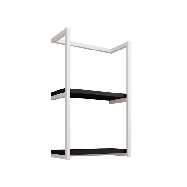 Toalheiro Para Banheiro Estilo Industrial Sahy - Branco E Prateleira Preta - Cor: Branco
