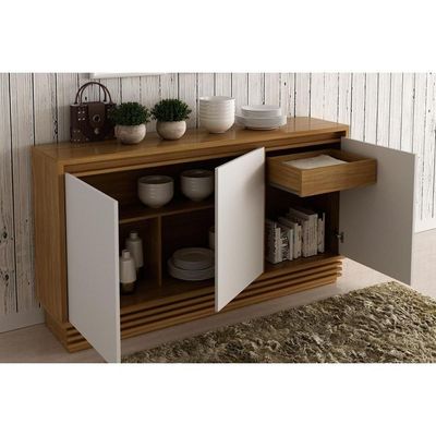 Buffet De Sala Jantar Bb2610 3 Portas Natural-off White - Tecno Mobili