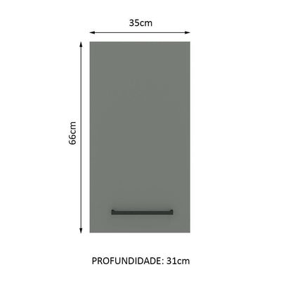 Armário Aéreo com 1 Porta Cinza Agata Madesa