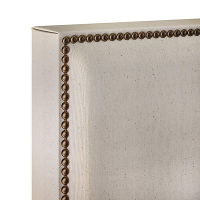 Cabeceira Cama Box Casal Com Tachas 140 Cm Linho Bege
