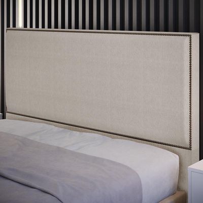 Cabeceira Cama Box Casal Com Tachas 140 Cm Linho Bege
