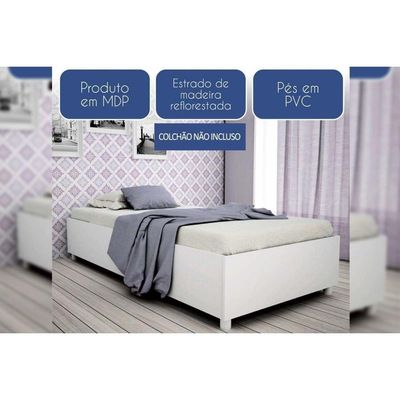 Cama Solteiro Mônaco Branco/Neve - Tcil Móveis