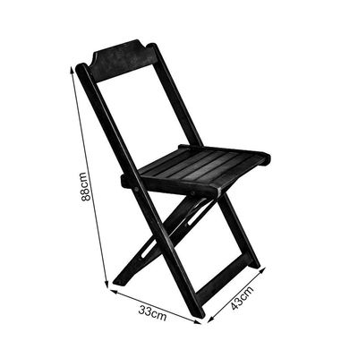 Conjunto De Mesa Dobravel De Madeira 70x70 Com 4 Cadeiras Preto - Preto