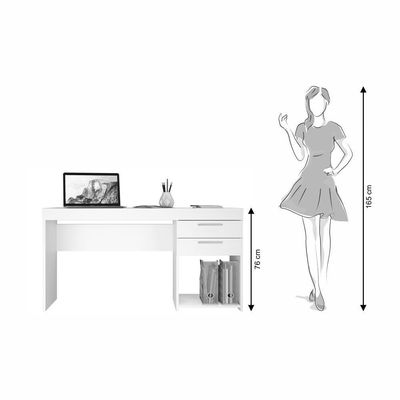 Conjunto Para Escritório 2 Mesas E 1 Armário Multiuso 4 Portas Branco Notável Móveis Branco