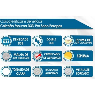 Colchão King Espuma D33 D45/ Pro Sono Double Face Prata (193x203x26) - Paropas