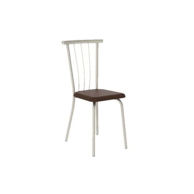Cadeira Sala de Jantar 154 Aço Kit 2 Uni Prata - Assento Courano Cacau - Carraro