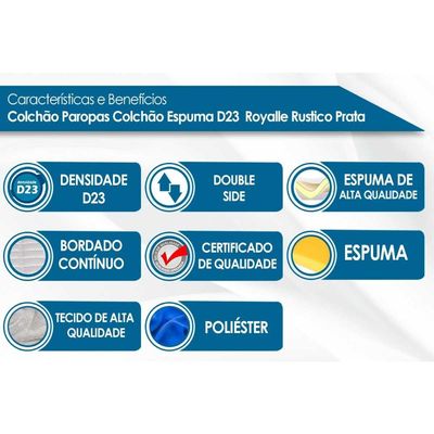 Colchão Casal Espuma D23 Royalle Rustico Prata (138x188x18) - Paropas