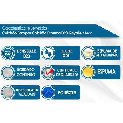 Colchão King Espuma D23 Royalle Clean (193x203x18) - Paropas