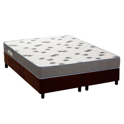Cama Box Queen: Colchão Espuma D33 Ortobom Light Saúde + Base CRC Suede Brown(158x198)