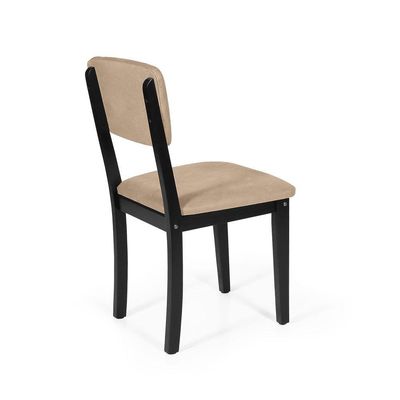 Mesa De Jantar Redonda Gabi Jade Com 4 Cadeiras Estofadas Ella Preto/bege