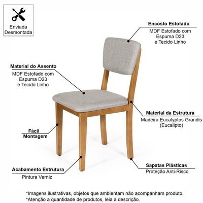 Mesa De Jantar Redonda Montreal Jade Com 4 Cadeiras Estofadas Ella Cinza Claro