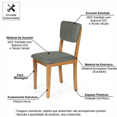 Mesa De Jantar Redonda Montreal Bran/jade Com 4 Cadeiras Estofadas Ella Cinza