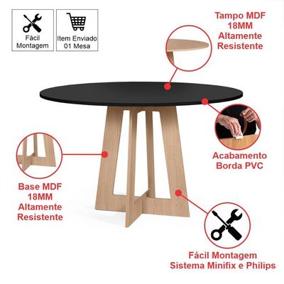 Mesa De Jantar Redonda Montreal Pret/jade Com 4 Cadeiras Estofadas Ella Bege