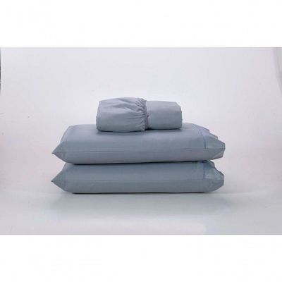Jogo Lençol 400 Fios Ponto Palito Cama Queen 3pçs Poliéster - Cinza