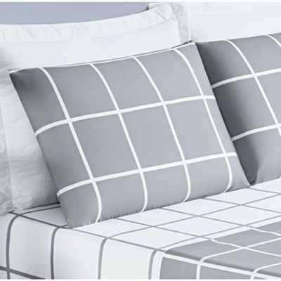 Jogo De Cama Com Lençol De Cima 200 Fios Austin King 04 Peças - Cinza