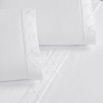 Jogo De Cama 300 Fios Bordado Casal Padrão Infinity 04 Peças - Branco