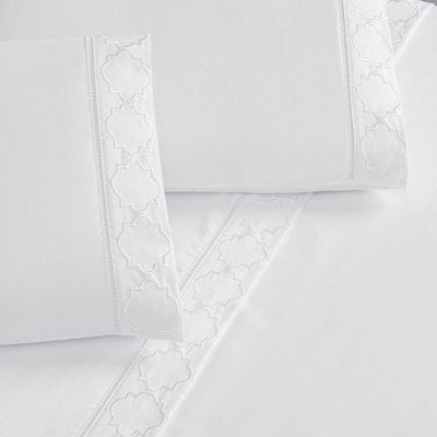 Jogo De Cama 300 Fios Bordado King Infinity 04 Peças - Branco