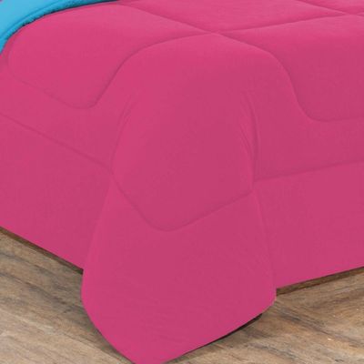 Kit Edredom + Jogo De Lençol Malha 100% Algodão Gran Moratta 6 Peças Casal - Pink -azul Turquesa