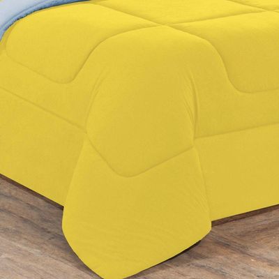 Kit Edredom + Jogo De Lençol Malha 100% Algodão Gran Moratta 6 Peças Casal - Amarelo-azul Bebê
