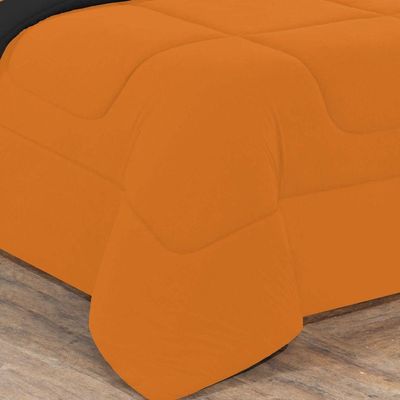 Kit Edredom + Jogo De Lençol Malha 100% Algodão Gran Moratta 6 Peças Casal - Laranja -preto