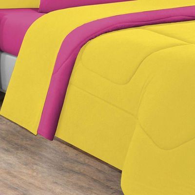Edredom Malha 100% Algodão Gran Moratta 1 Peça Casal - Amarelo-pink
