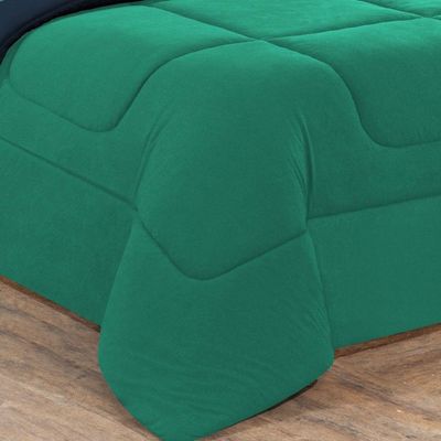 Edredom Malha 100% Algodão Gran Moratta 1 Peça Casal - Verde Jade-azul Marinho