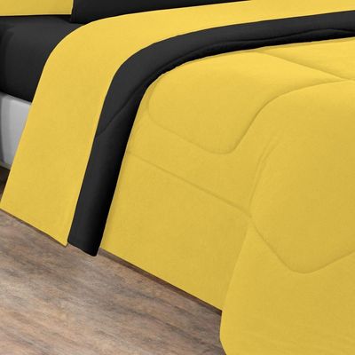 Edredom Malha 100% Algodão Gran Moratta 1 Peça Casal - Amarelo-preto