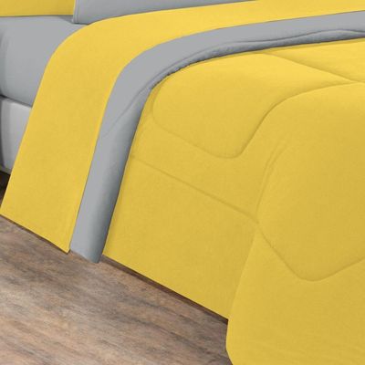Edredom Malha 100% Algodão Gran Moratta 1 Peça Casal - Amarelo-cinza