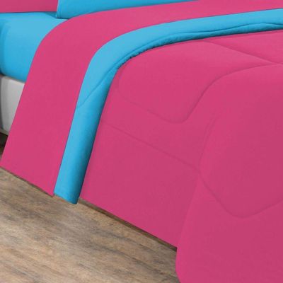 Edredom Malha 100% Algodão Gran Moratta 1 Peça Casal - Pink -azul Turquesa