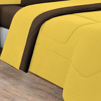 Edredom Malha 100% Algodão Gran Moratta 1 Peça Casal - Amarelo-marrom