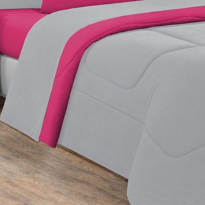 Edredom Malha 100% Algodão Gran Moratta 1 Peça Casal - Cinza-pink