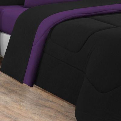 Edredom Malha 100% Algodão Gran Moratta 1 Peça Casal - Preto-roxo