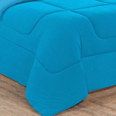 Edredom Malha 100% Algodão Gran Moratta 1 Peça Casal - Azul Turquesa-azul Turquesa