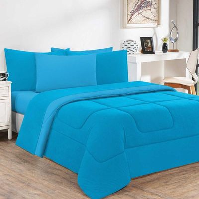 Edredom Malha 100% Algodão Gran Moratta 1 Peça Casal - Azul Turquesa-azul Turquesa
