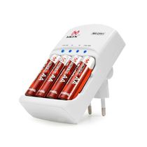 Carregador de Pilhas e Baterias com 4 Pilhas Aa 2600 Mah Mox