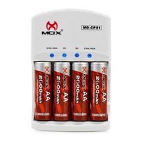 Carregador de Pilhas e Baterias com 4 Pilhas Aa 2600 Mah Mox