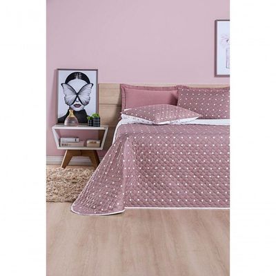 Cobre Leito 200 Fios Petit Poá Queen 03 Peças - Rose