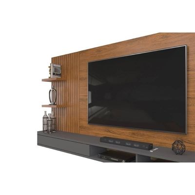 Home P-tv Até 60 Polegadas Bento Ripado C- Prateleiras 190x107cm Freijó-off White - Dj Móveis