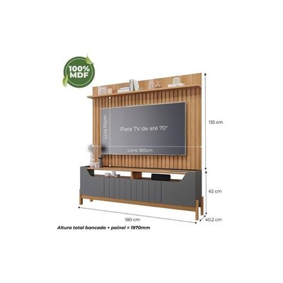 Estante P-sala Até 70 Pol Moema Ripado C-pés 180x197cm Off White-nature - Permóbili