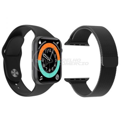 Smartwatch X16 Preto + 1 Pulseira Aço Milanese Preto