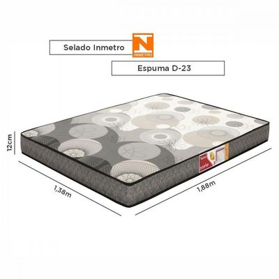Colchao Casal Topazio D23 Inmetro 138x188x12 Cinza Estampado Prorelax Cinza